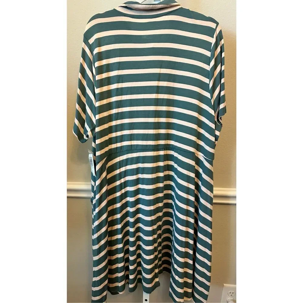 Torrid Super Soft Green Stripe Polo Skater Dress Size 3 NWT - Picture 5 of 5